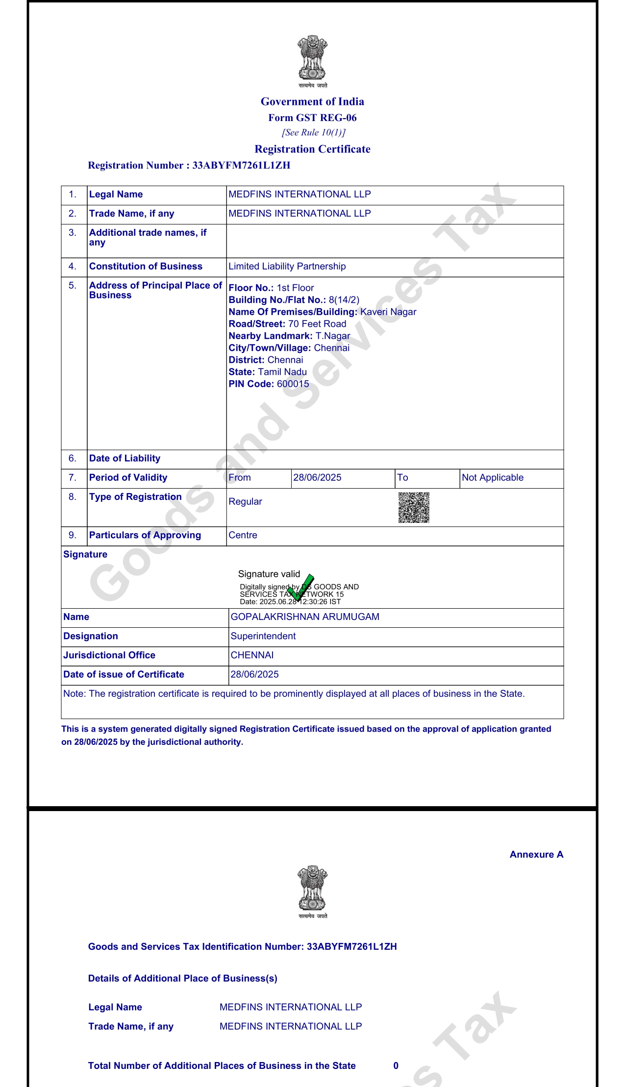 GST registration chennai
