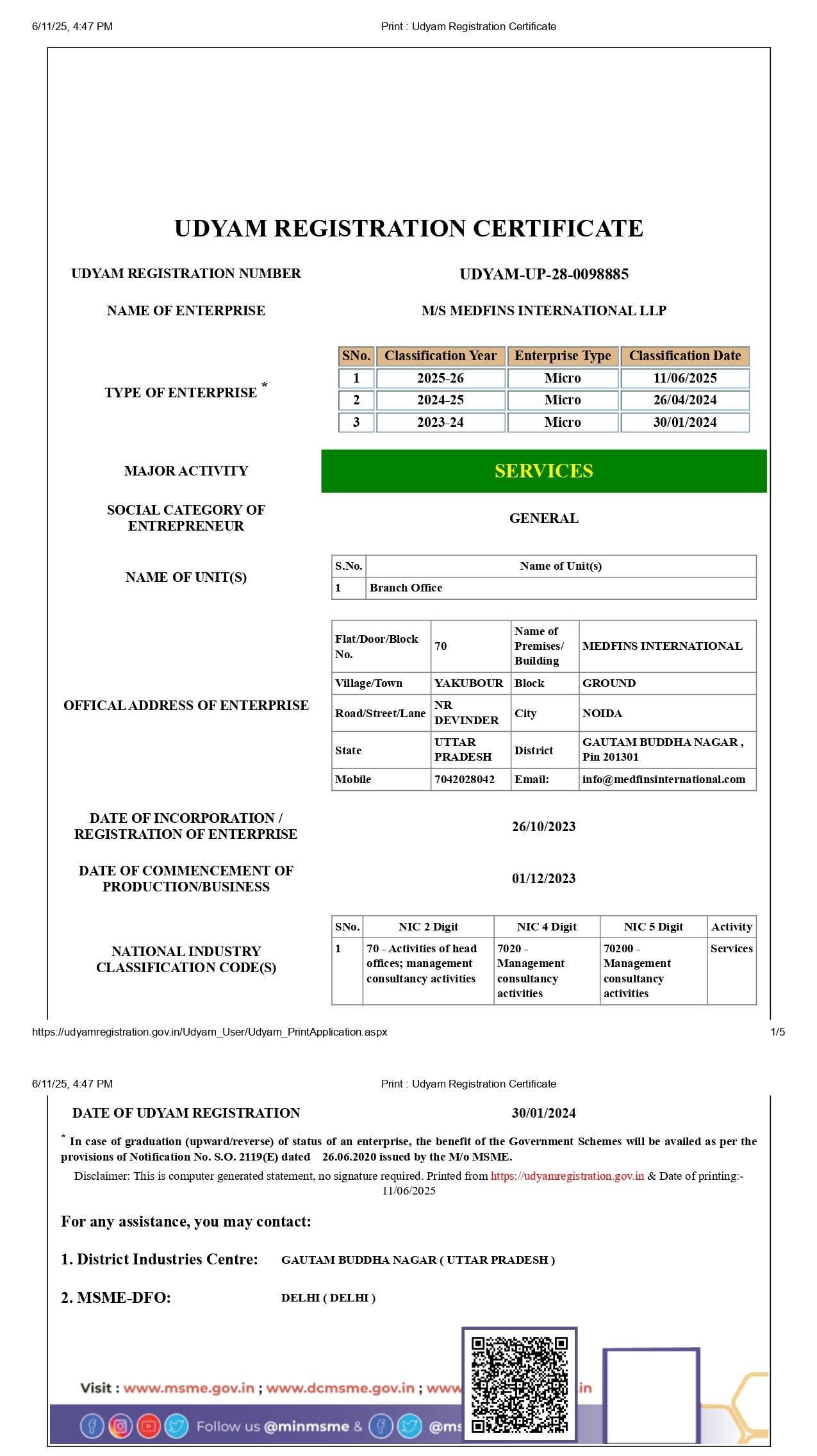 udayam registration certification