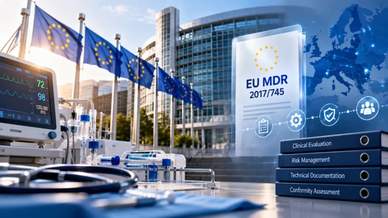 EU MDR 2017/745 compliance files for clinical evaluation, risk management, technical documentation and conformity assessment