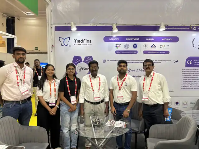 Medfins International team at the Medicall Chennai 2026 exhibition stand